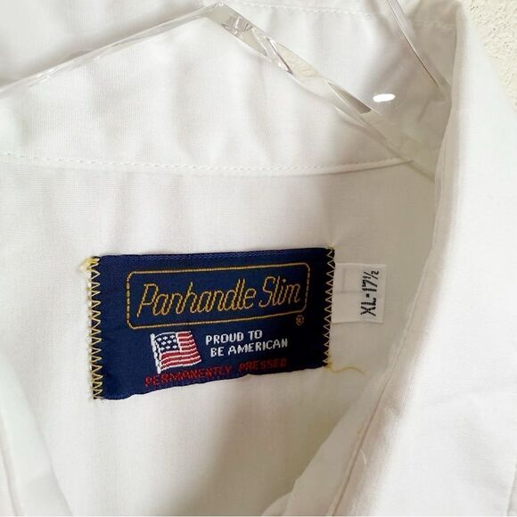 Vintage Panhandle Mens Bib Slim White Rodeo Western Shirt Pearl Snap XL - Picture 2 of 6